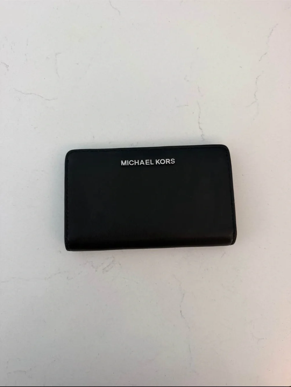 Michael Kors Black Leather Card & Key Holder with Logo